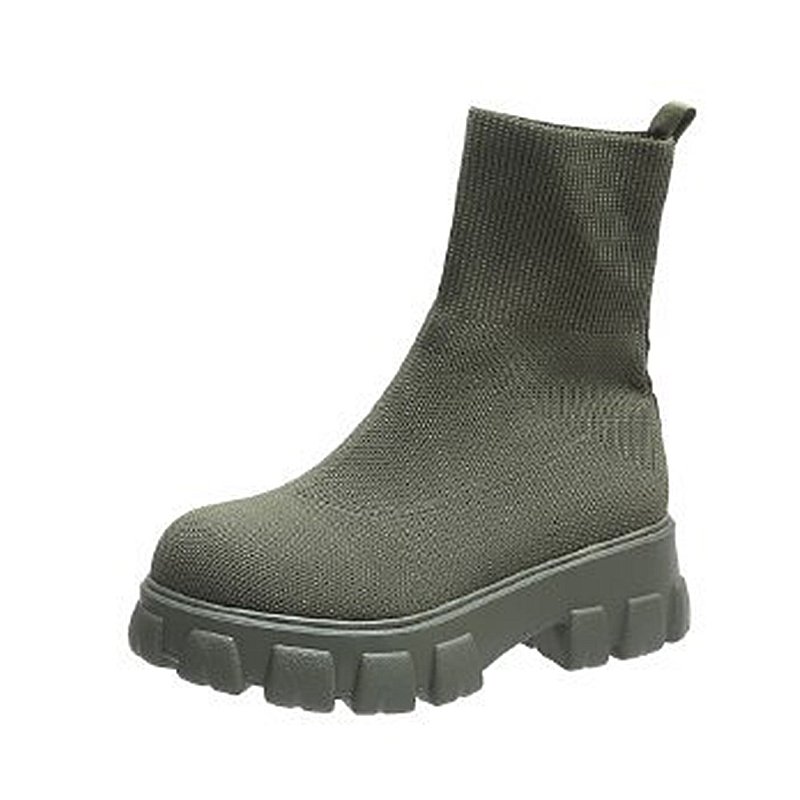 2022 New Arrival Women Knit Socks Boot Lady Thick Heel Flats Platform Shoes Round Toes Europe Plus Size Casual Shoes Boot