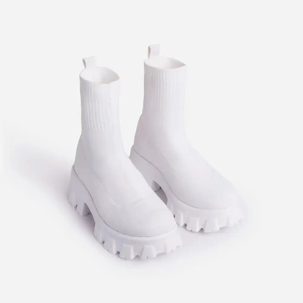 2022 New Arrival Women Knit Socks Boot Lady Thick Heel Flats Platform Shoes Round Toes Europe Plus Size Casual Shoes Boot