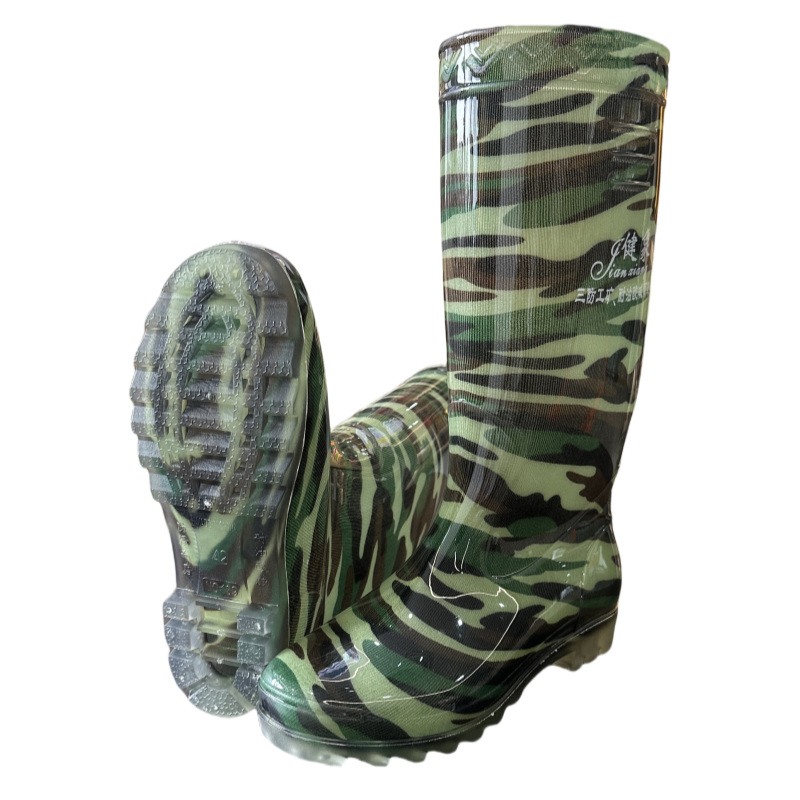 Wholesale waterproof fishing farming gumboots high PVC men's industrial boots Men's camouflage custom color rain shoes