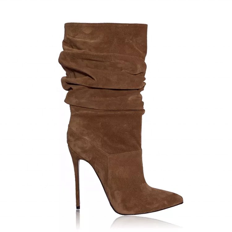 Soft Upper Leather Pink High-heeled Midi Boots Women's Heels Shoes Wholesaler Factory Custom Brand Stiletto Pumps