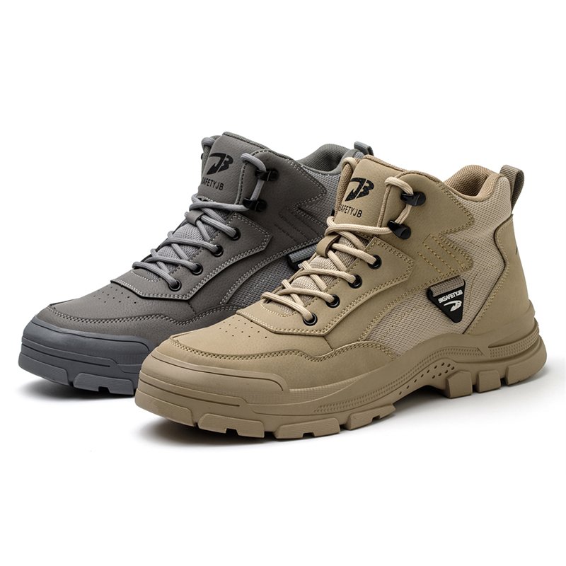 Unisex Customized Rubber Sole Leather Safety Shoes for Miner Anti-smashing Steel Toe Construction Work Safety Boots