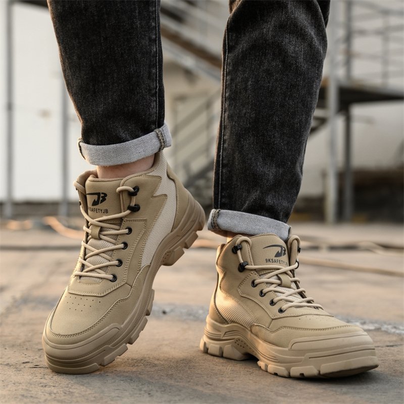 Unisex Customized Rubber Sole Leather Safety Shoes for Miner Anti-smashing Steel Toe Construction Work Safety Boots