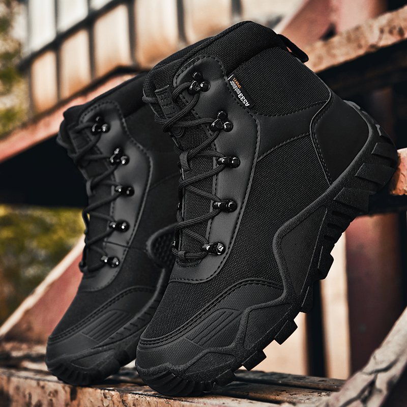 High Quality Custom Men Black Desert Boots Botas De Cuero Suitable Cheap Wearable Combat Boot Anti Slip Top-level Hunting Boots