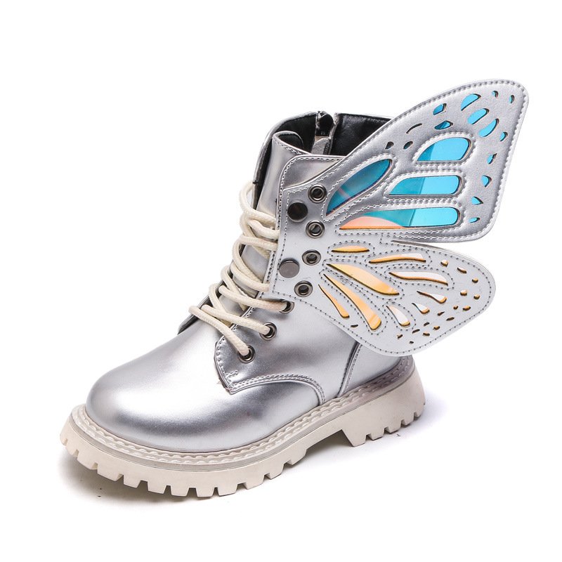 2025 New Winter Child Shoes PU Leather Waterproof Wing Martin Boots Kids Snow Boots Girls Boys Casual Comfortable Martin Boot