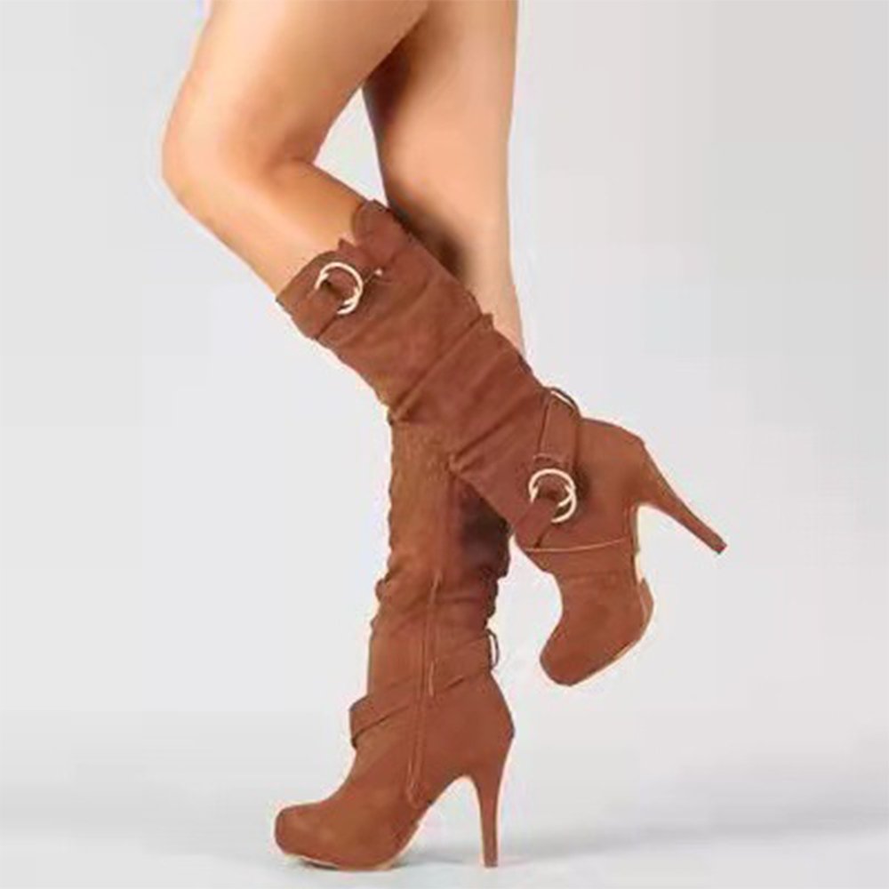 Fashion Sexy Knee High Women Boots Thin High Heel Round Toe Platform Ladies PU Leather Boots Lady Shoes women boots 2023