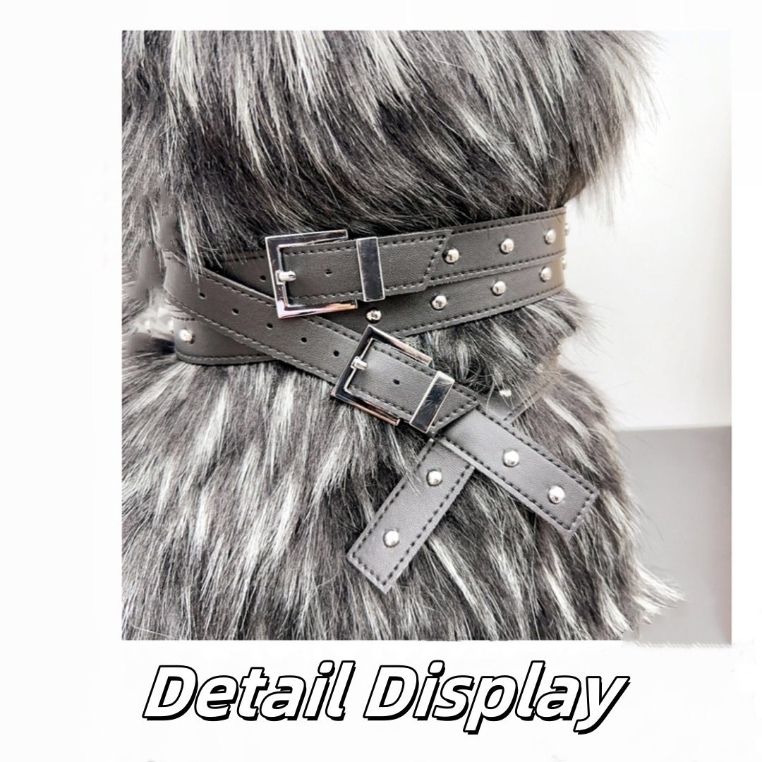Customizable Sizes And Colors Dazzling Hot Girl Thick Bottom Snow Boots Y2K Punk Imitation Fur Rivet Dark Tie Boots