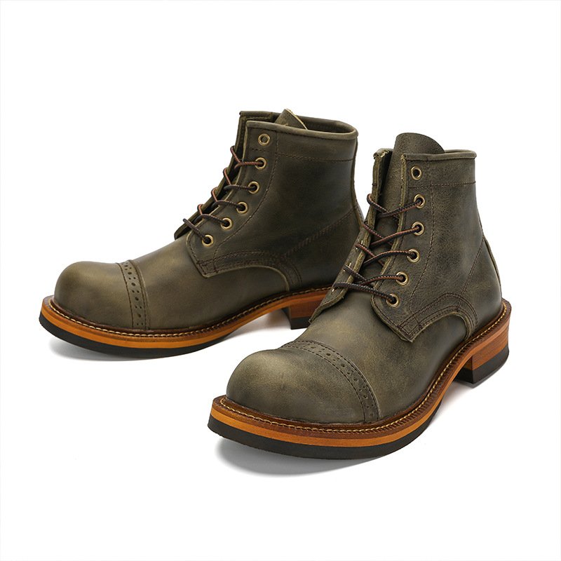 Hot sale British vintage Goodyear Welted Mens Boots Casual Genuine Leather Martin Boots for men