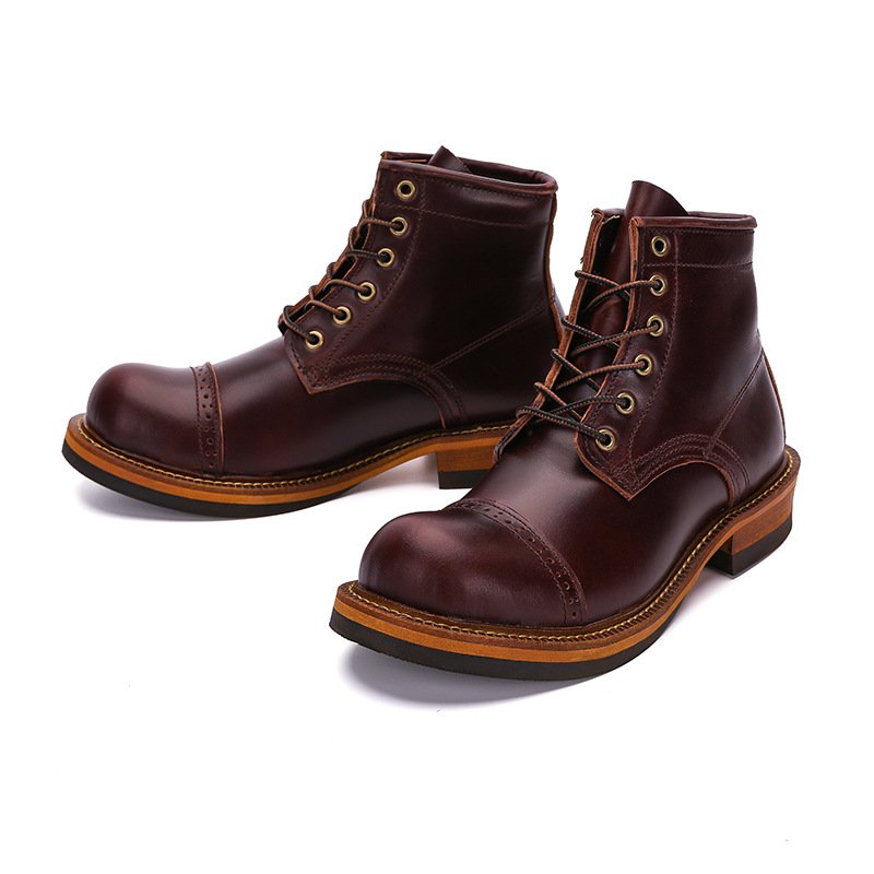 Hot sale British vintage Goodyear Welted Mens Boots Casual Genuine Leather Martin Boots for men