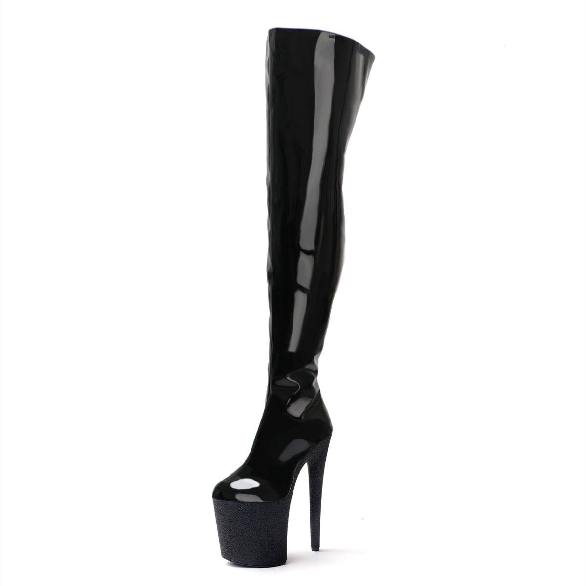 20cm High Heels strip Boots Barreled Platform Japanned Leather 8 Inch Performance Shoes Plus Size Thigh High Boots For Women