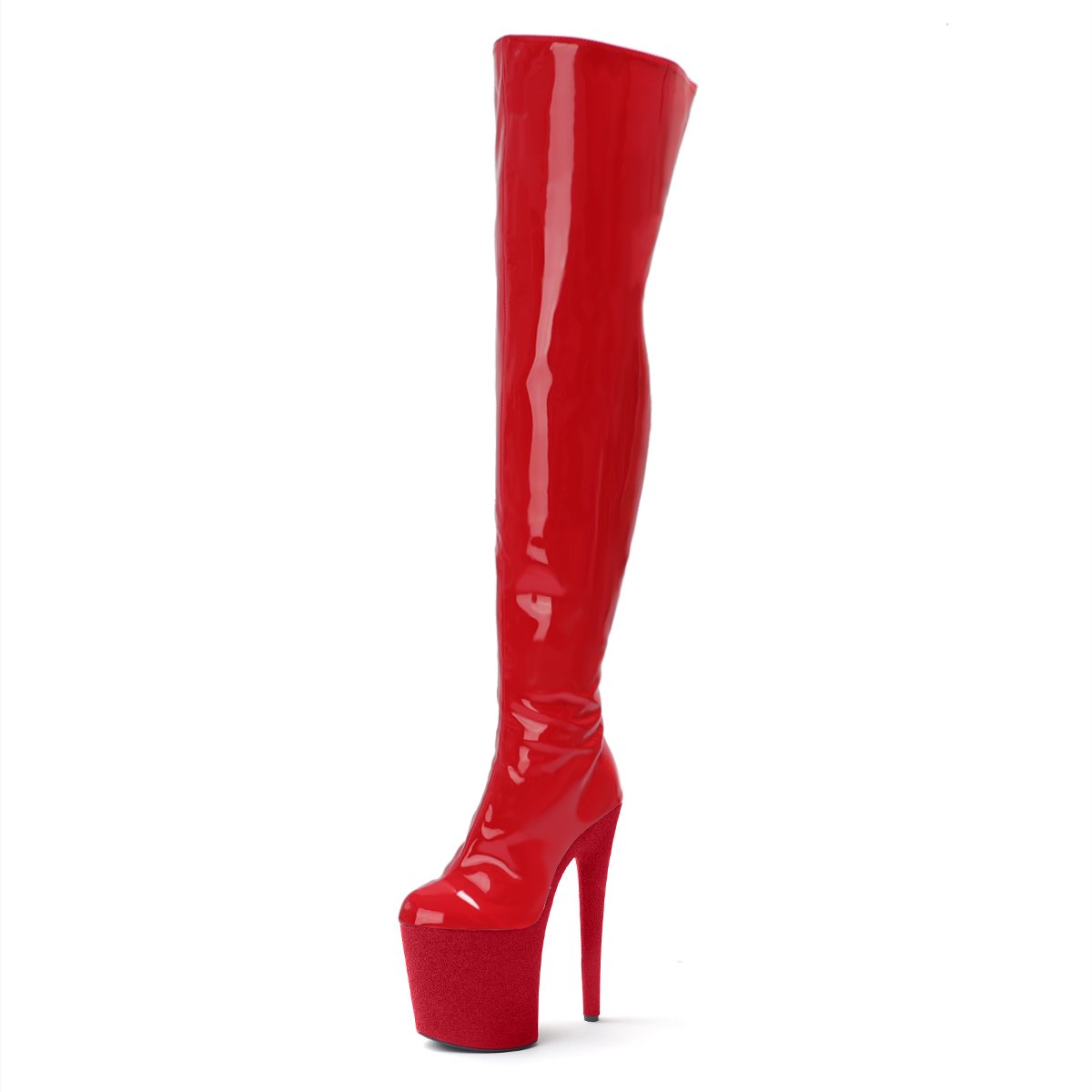 20cm High Heels strip Boots Barreled Platform Japanned Leather 8 Inch Performance Shoes Plus Size Thigh High Boots For Women