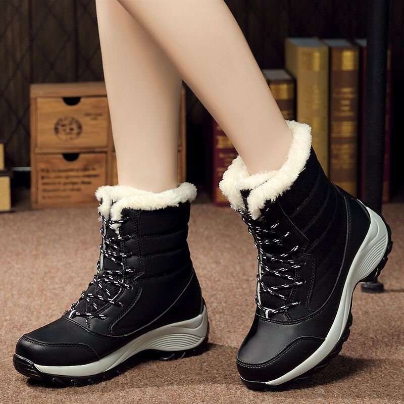 Winter Hunting Working Walking Boots Ladies High Top Warm Cotton Shoes Women Fur Lined Snow Ankle Boots