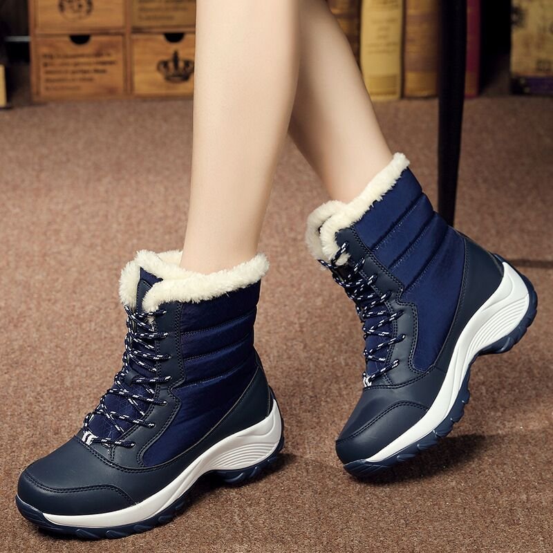 Winter Hunting Working Walking Boots Ladies High Top Warm Cotton Shoes Women Fur Lined Snow Ankle Boots