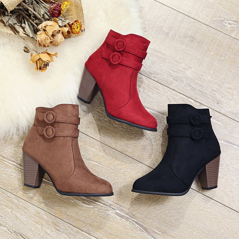 New Arrival Platform Winter Warm Boots High Heel Lace Up Ankle Boots Women Shoes