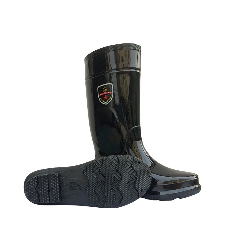 2023 new design rain boots pure black gumboots fashion cheap men clear glossy pvc rain boots