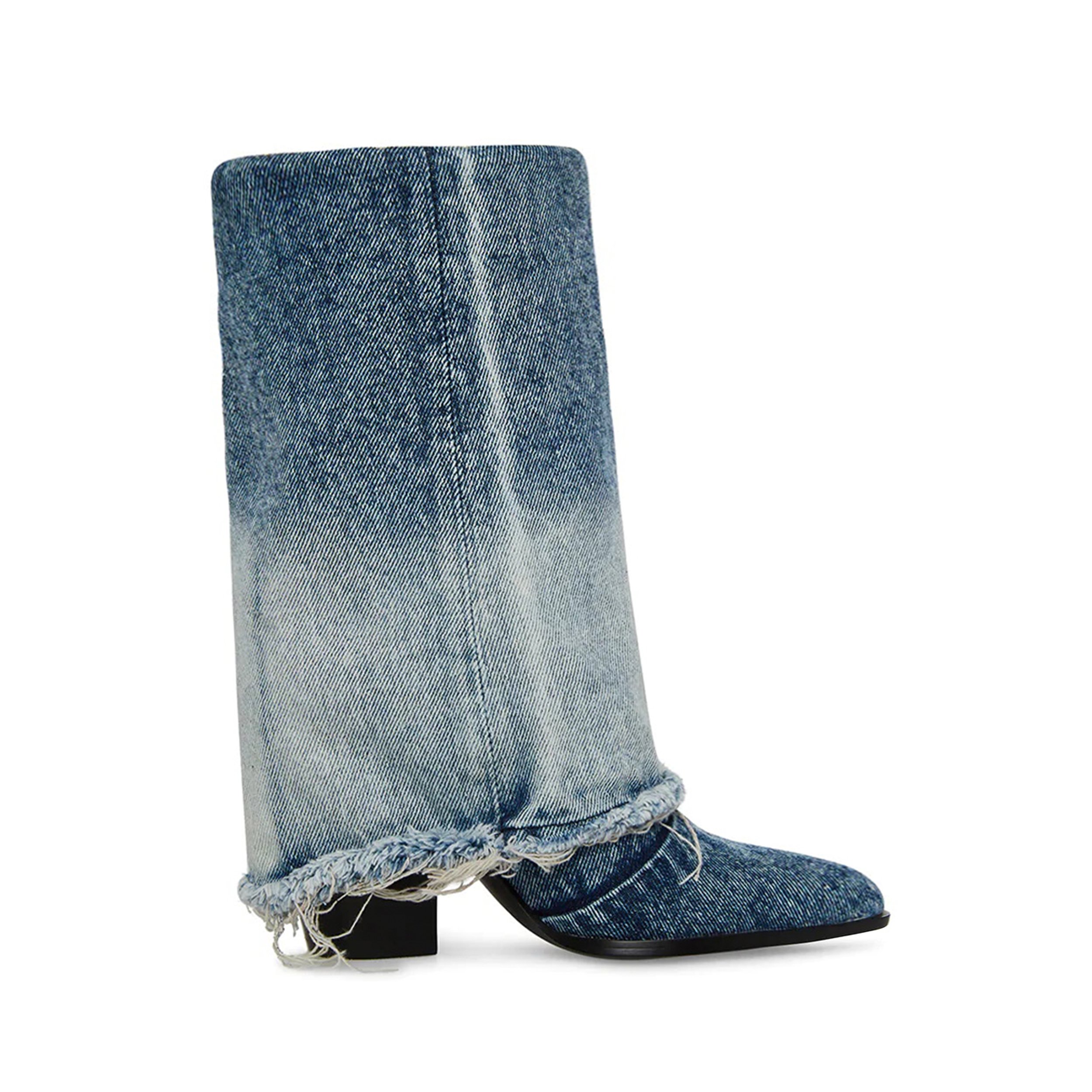 Mid-Leg Women's Cowboy Boots With Thick Heels And Pointed Toes Ladies Pants Boots Retro Fashion Denim Western Boots