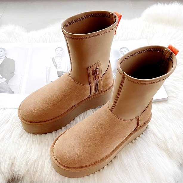 2024 Genuine Suede Slip On Winter Warm Snow Boot with Memory Foam Water Resistant