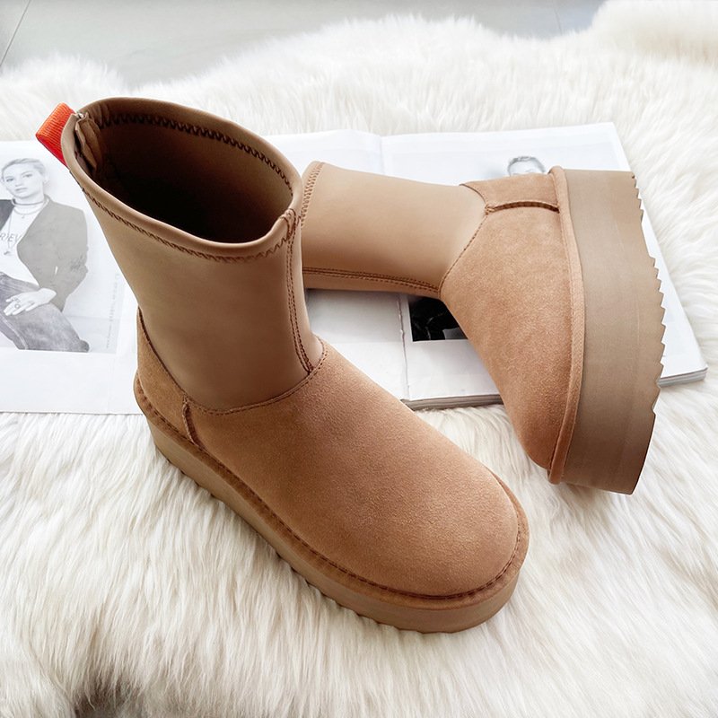 2024 Genuine Suede Slip On Winter Warm Snow Boot with Memory Foam Water Resistant