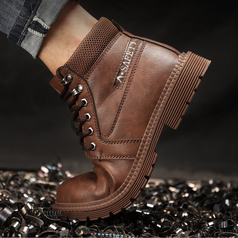 Men Women Steel toe Leather Safety Shoes Casual Breathable Outdoor Anti-Puncture Comfortable Industrial waterproof Work Boots