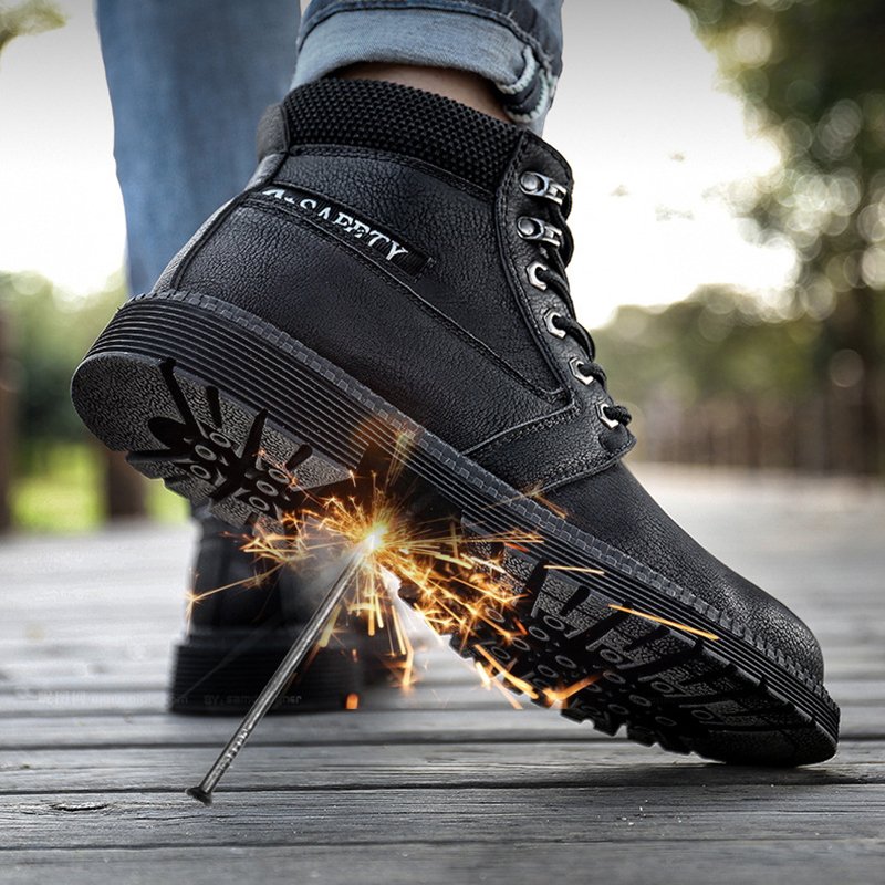 Men Women Steel toe Leather Safety Shoes Casual Breathable Outdoor Anti-Puncture Comfortable Industrial waterproof Work Boots