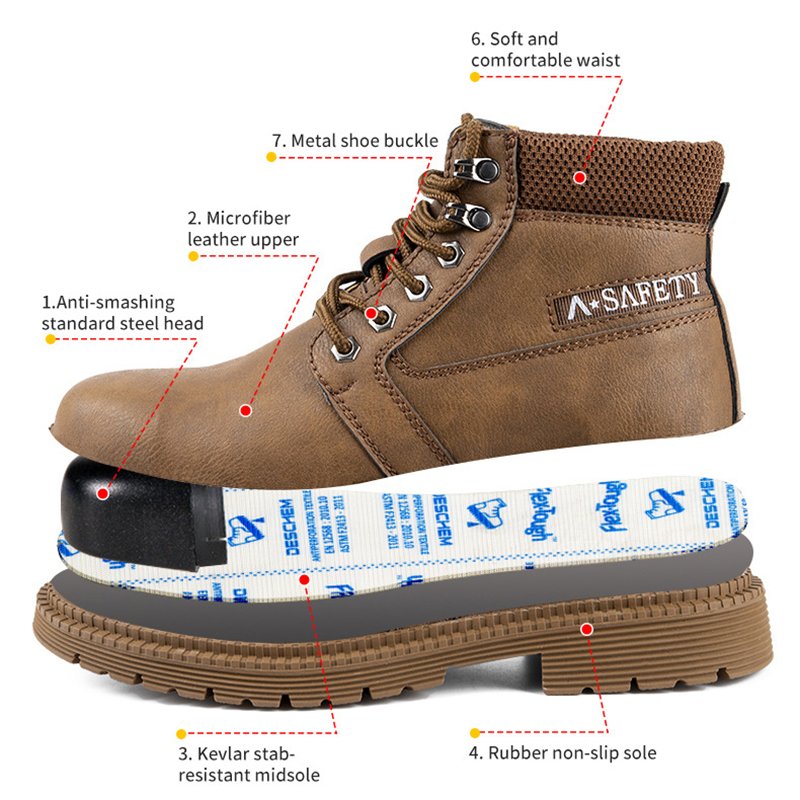 Men Women Steel toe Leather Safety Shoes Casual Breathable Outdoor Anti-Puncture Comfortable Industrial waterproof Work Boots