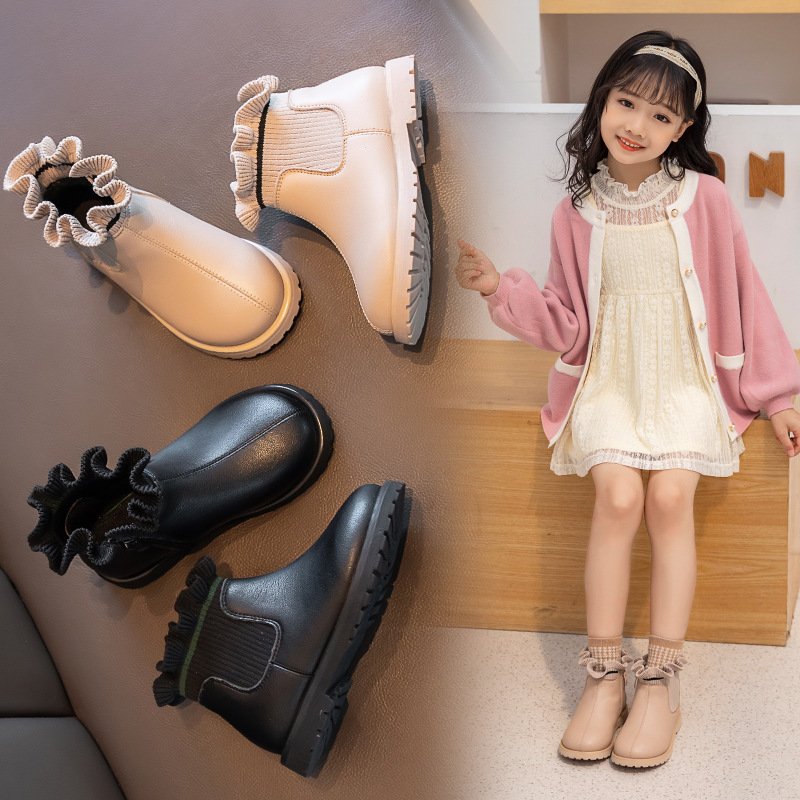 Kids Boots,New Fashion Trend Girls Boots Floral Pink Children Ankle Boots From China