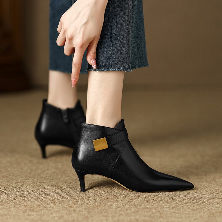 Cialisa New Arrival Hottest Woman Comfortable Genuine Leather Ankle Boots Women White Black Heel Dress Shoes Ladies