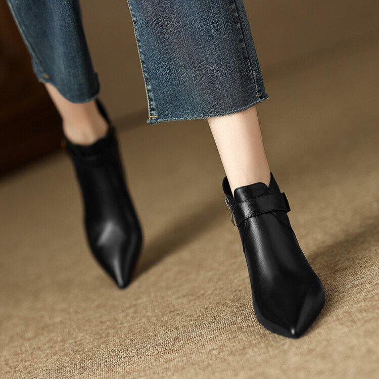 Cialisa New Arrival Hottest Woman Comfortable Genuine Leather Ankle Boots Women White Black Heel Dress Shoes Ladies