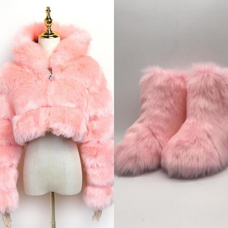 High Quality Cheap Winter Fashion Women Snow Boots with Matching Fur Jacket Coat