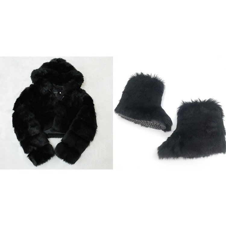 High Quality Cheap Winter Fashion Women Snow Boots with Matching Fur Jacket Coat