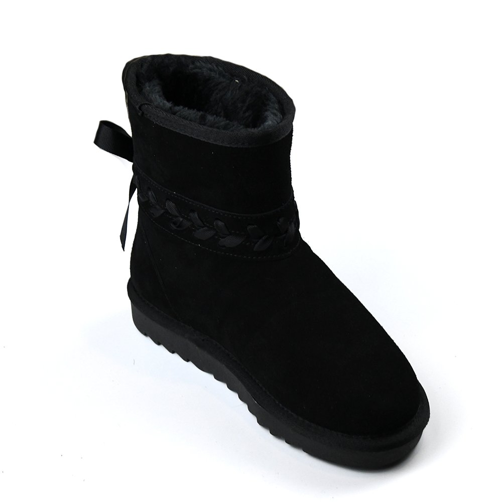 real cow split leather+ faux fur warm winter boots
