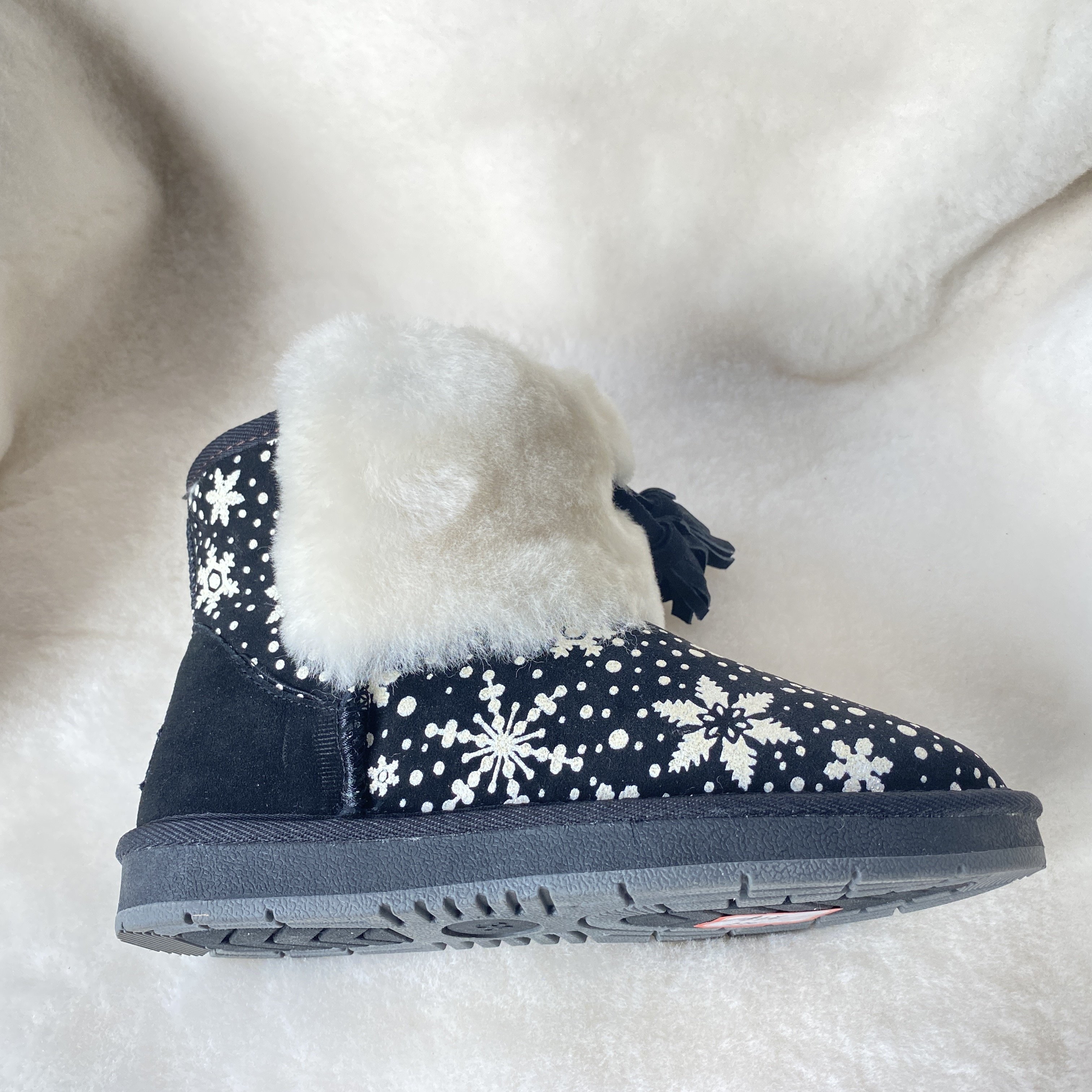 real cow split leather+ faux fur warm winter boots