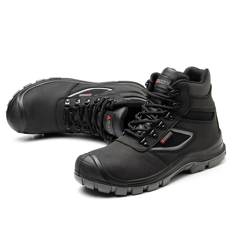 Waterproof leather Dual Density PU sole industrial boots breathable black men steel toe price fashion safety shoes
