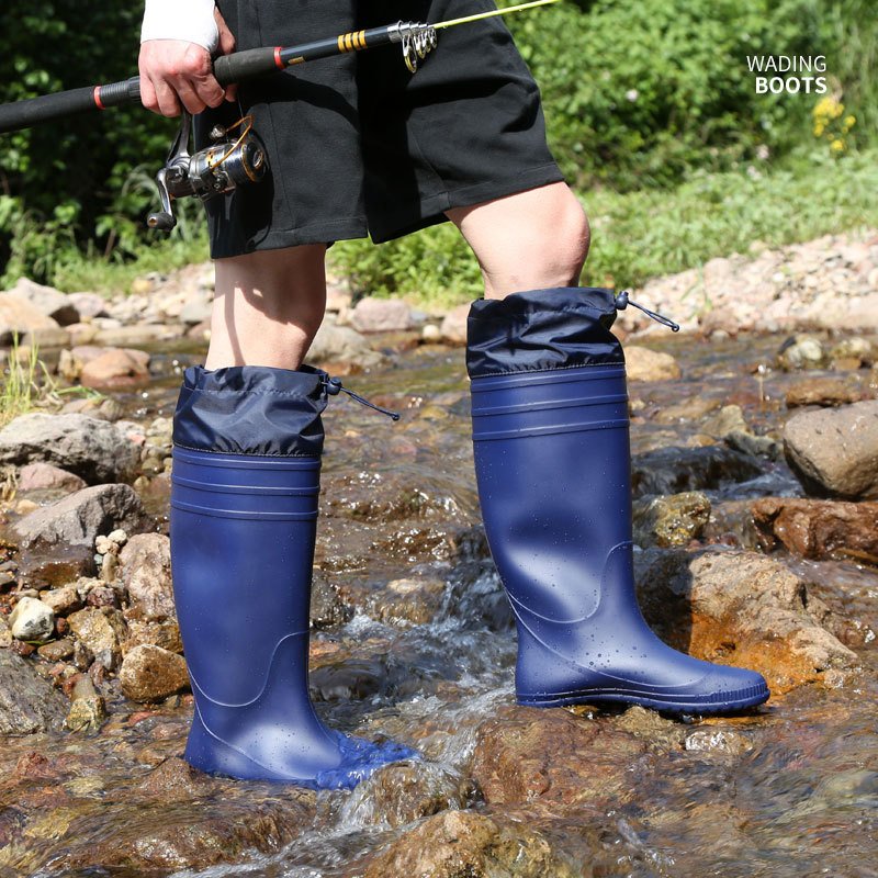 Men's Lightweight Rubber Wading Boots for Outdoor Activities
