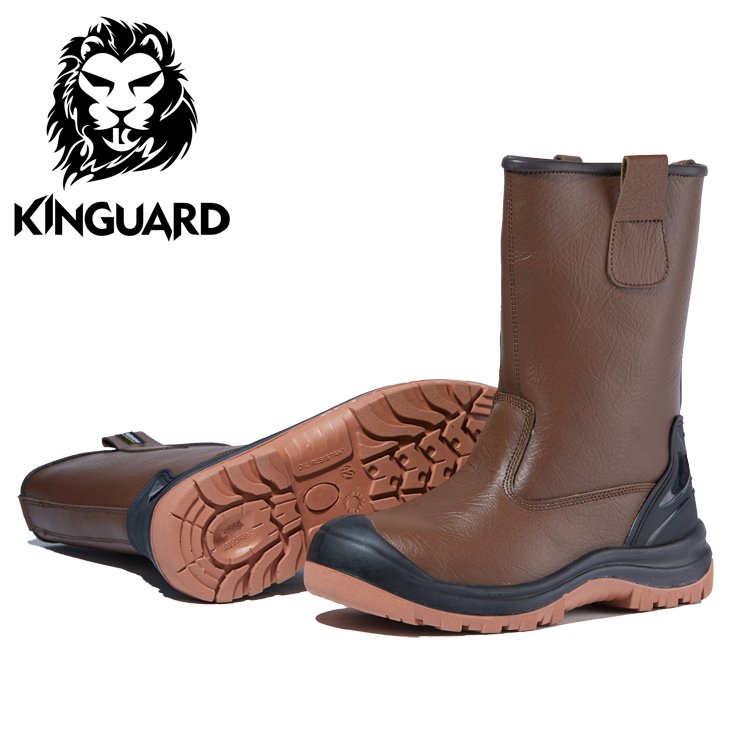 Waterproof rigger pu injection sole Genuine leather safety boots