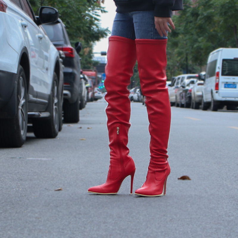 2020 hot Moto biker boots super thigh high heel autumn winter extremely high boots manufacturers wholesale women shoes