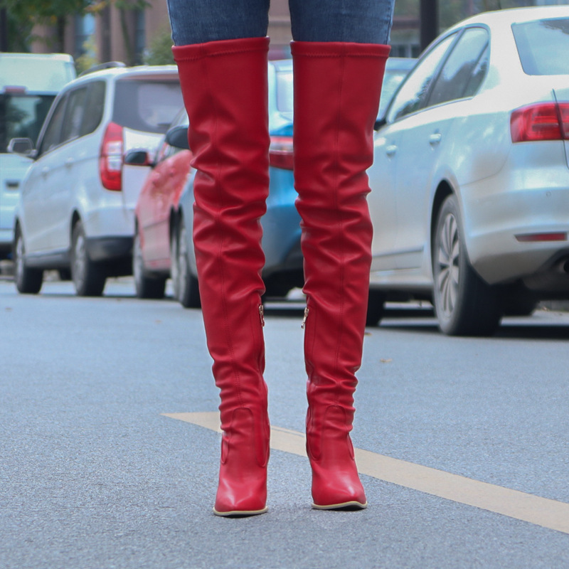2020 hot Moto biker boots super thigh high heel autumn winter extremely high boots manufacturers wholesale women shoes