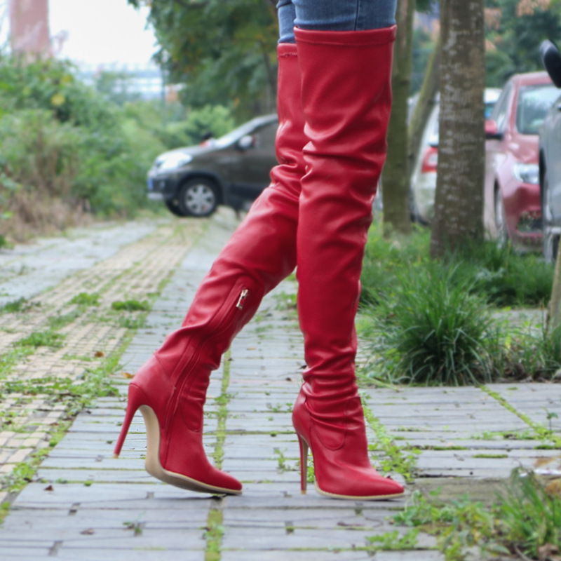 2020 hot Moto biker boots super thigh high heel autumn winter extremely high boots manufacturers wholesale women shoes
