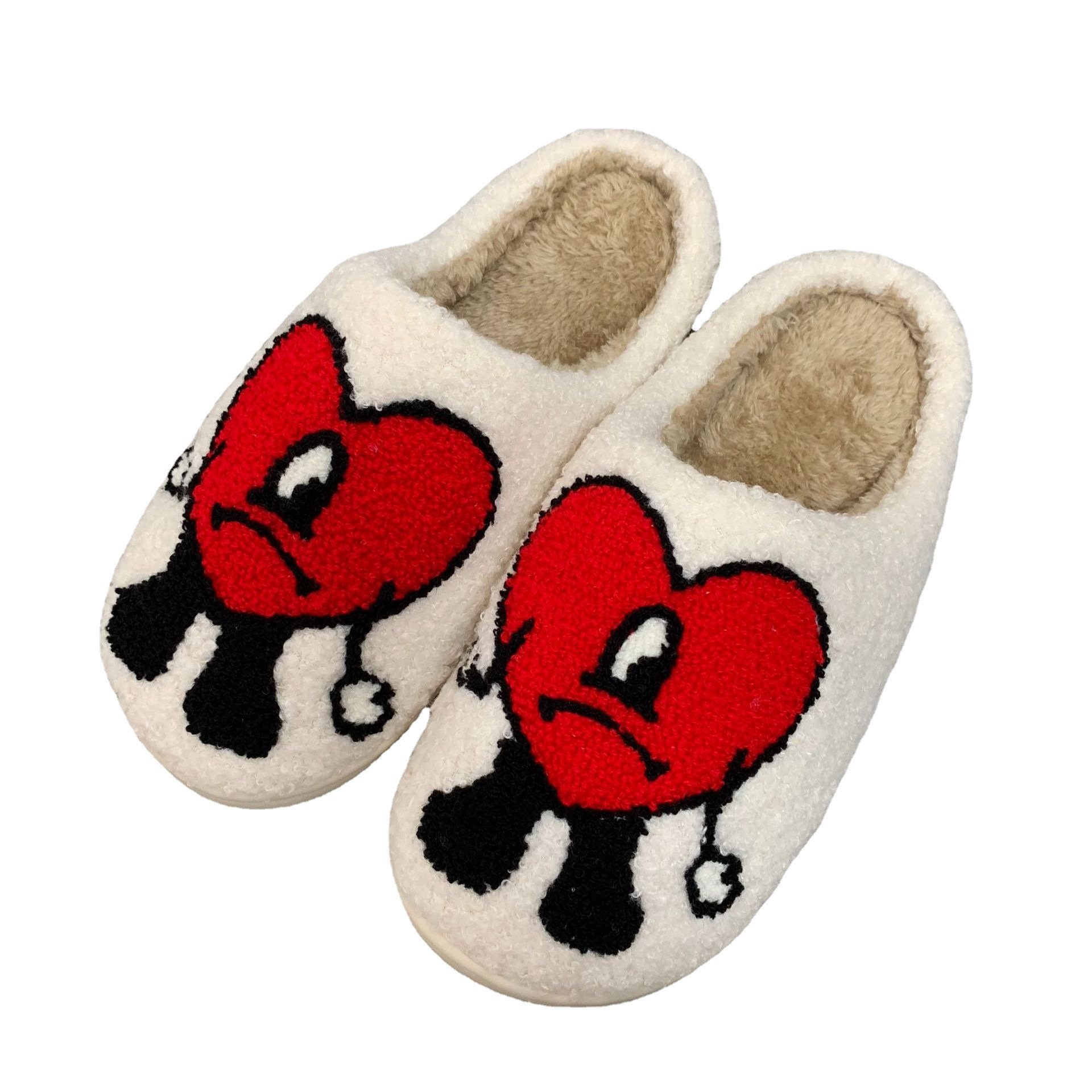 New Arrival Plush House Slippers Cute Western Cowboy Boot Hat Pattern Warm Fuzzy Slippers