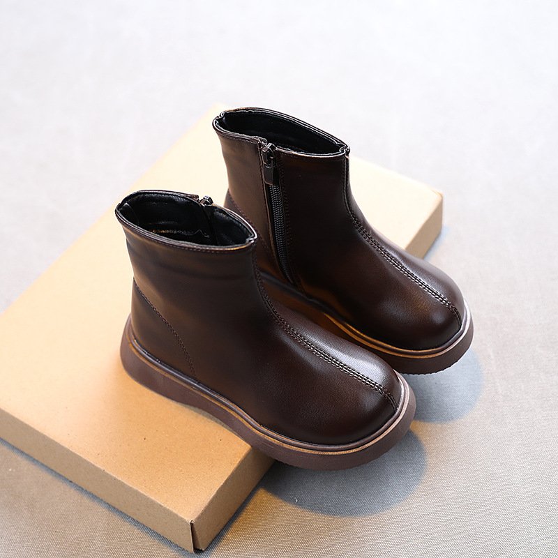 Girls' Leather Short Boots Children's Boot Fashion Shoes Waterproof Non Slip Winter Little Girls' Baby Cotton Boot