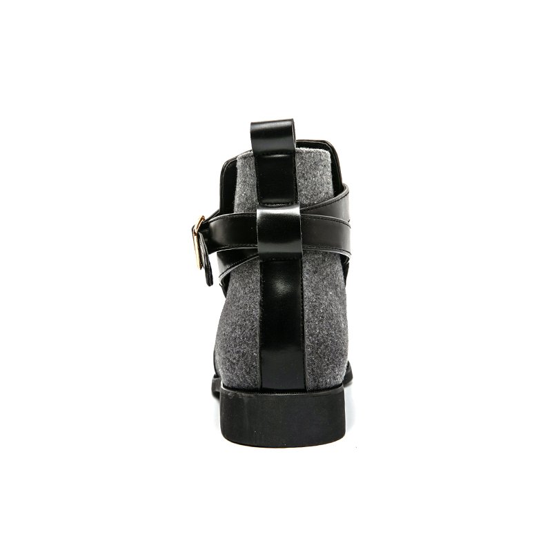 Fashion Footwear Spliced Microfiber Leather Boots High Ankle Men's Casual Walking Style Shoes Belt Buckle Dress Shoe Outdoor