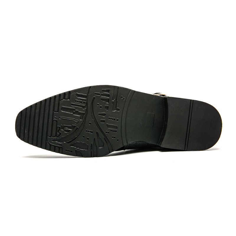 Fashion Footwear Spliced Microfiber Leather Boots High Ankle Men's Casual Walking Style Shoes Belt Buckle Dress Shoe Outdoor