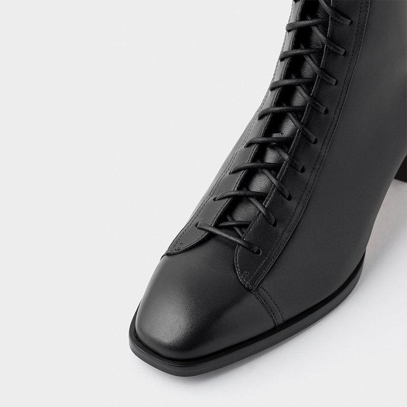 OEM/ODM England Style Luxury Women's Knee-High Boots with High Heels Rubber Sole Lace-Up Style in Genuine Leather for Spring