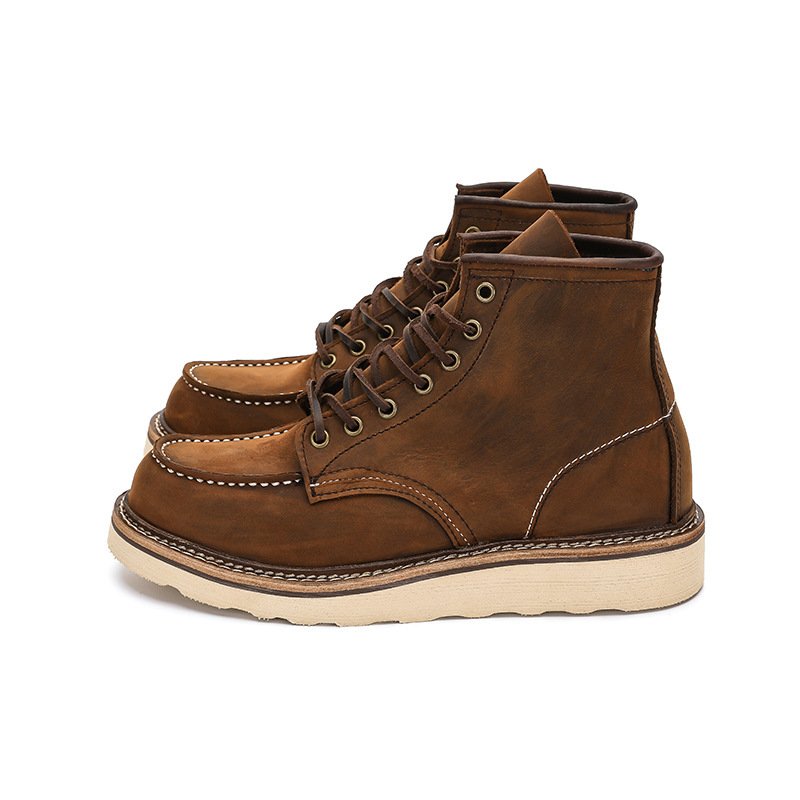 Mens Classic Mens Cowboy Leather Brown Ankle Boots British High Cut Shoes Footwear Dress Boots hiking boots for men