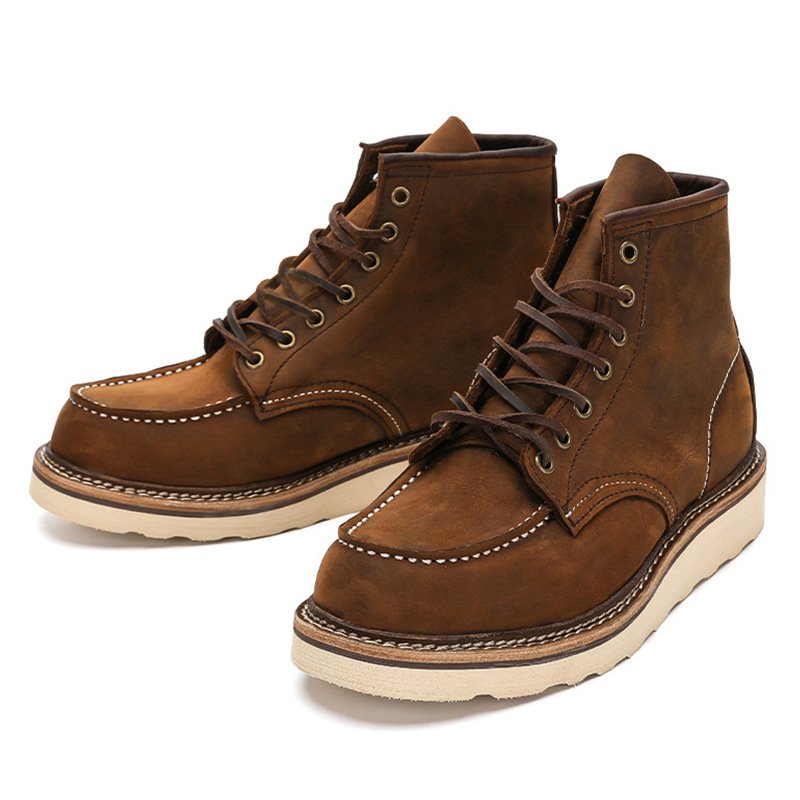 Mens Classic Mens Cowboy Leather Brown Ankle Boots British High Cut Shoes Footwear Dress Boots hiking boots for men