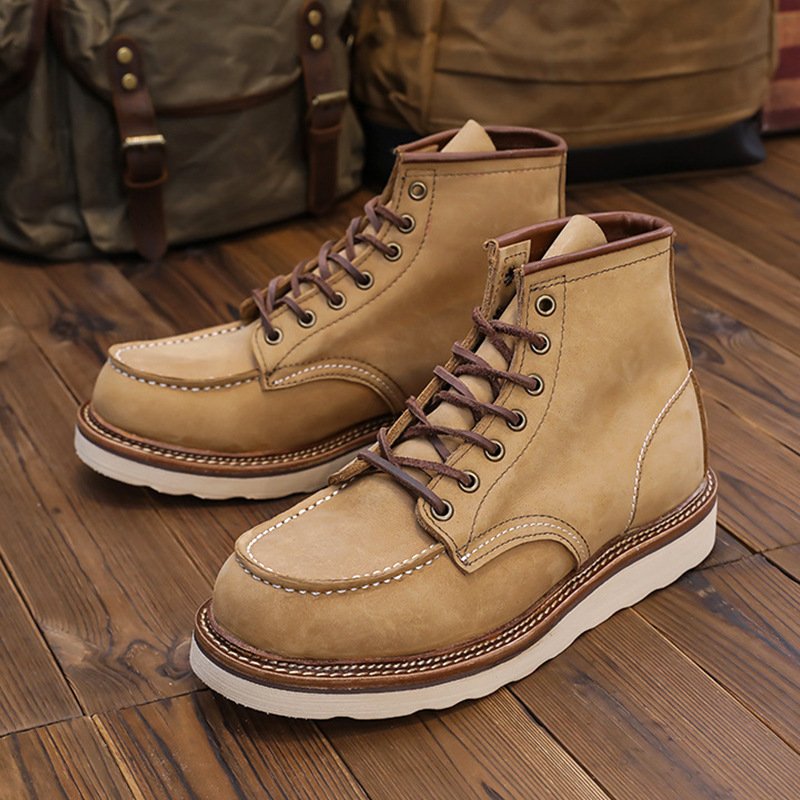 Mens Classic Mens Cowboy Leather Brown Ankle Boots British High Cut Shoes Footwear Dress Boots hiking boots for men