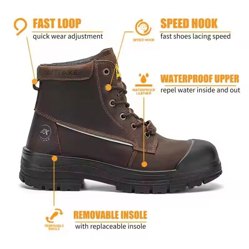 High Quality Outdoor Genuine leather Work Waterproof Genuine Leather Safety Boots With Fast Delivery