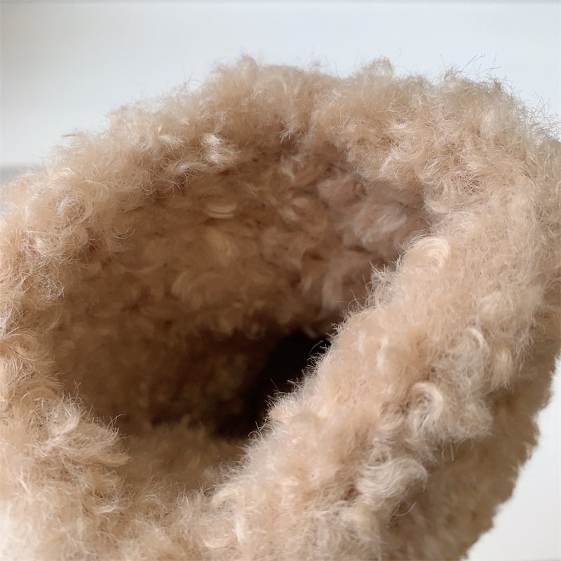 2023 children winter boots girls Lamb wool insulated mid length boots with plush trend soft Fur ankle warm shoes snow bootskids