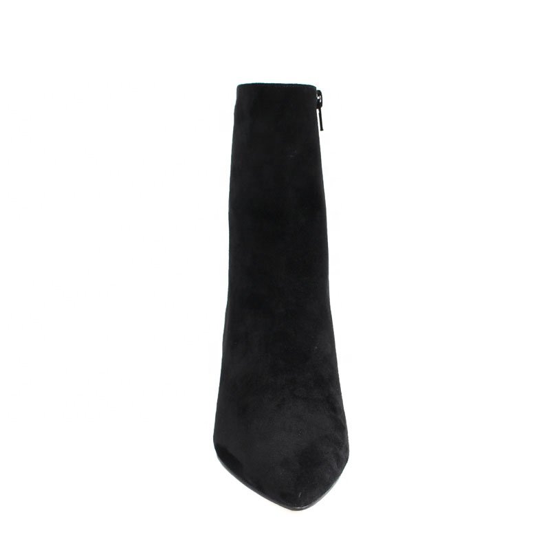 Custom Women's Comfortable Suede Leather Ankle Boots with Sexy High Heel Zip Closure Western Style Rubber Insole Upper Position