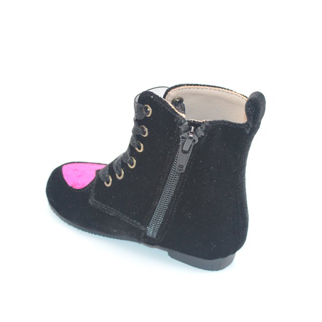 winter rose red heart-shaped black velvet heel boots kids rubber boots shoes for girls and boys