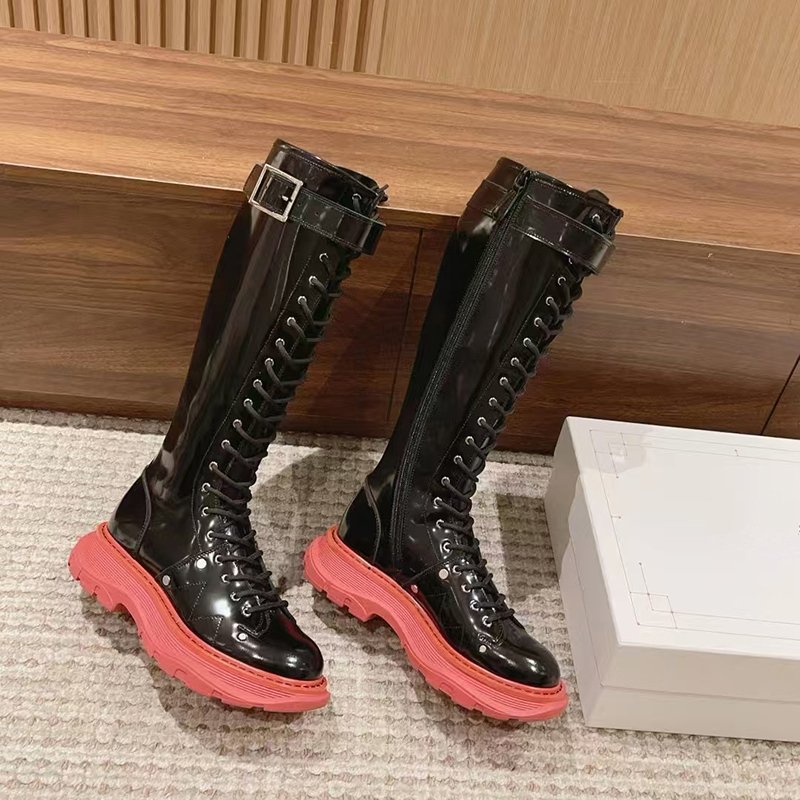 Women's High Quality Winter Casual Genuine Leather Knee-High Boots Ankle Boots with Pointed Toe Hard-Wearing Height Increasing